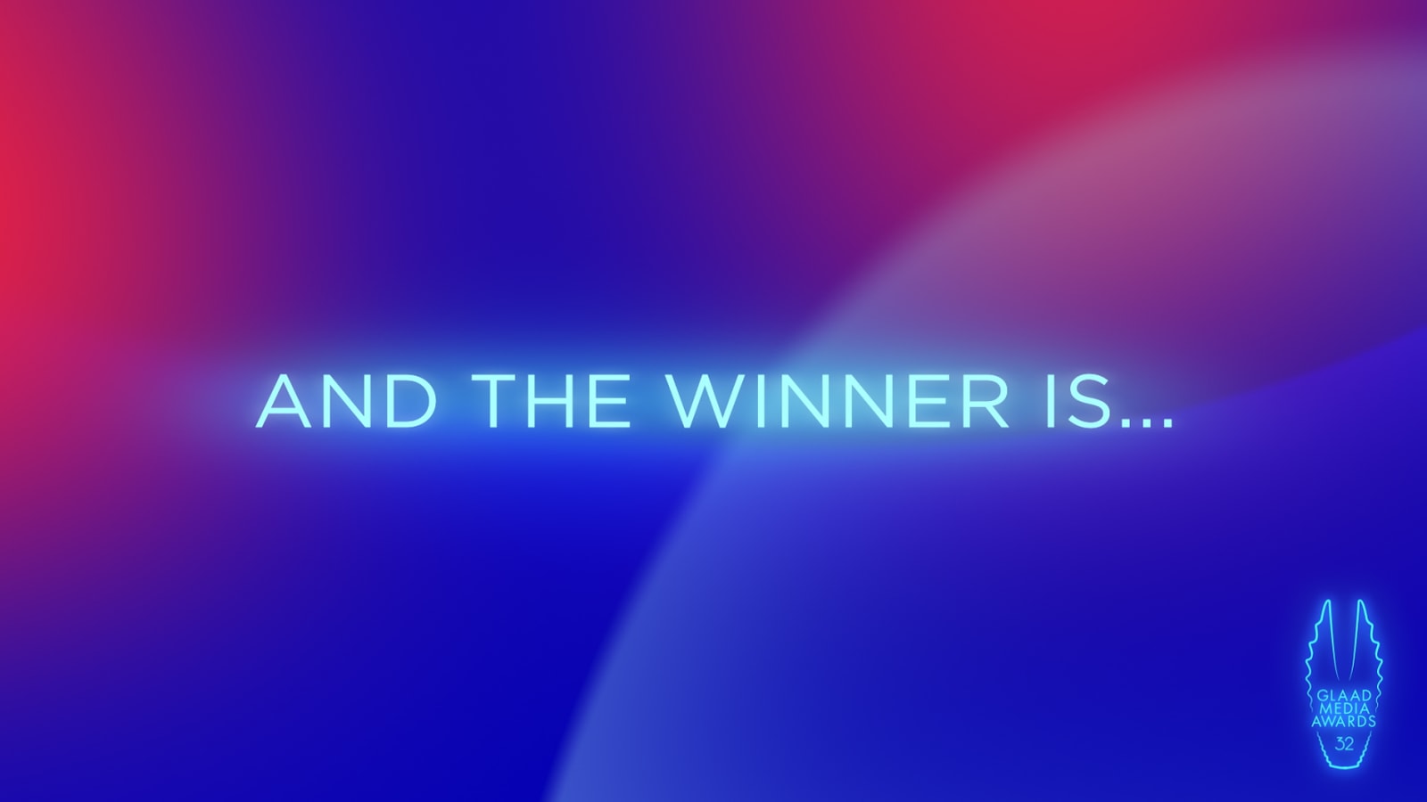 An “And the winner is…” title against a blue and pink gradient.