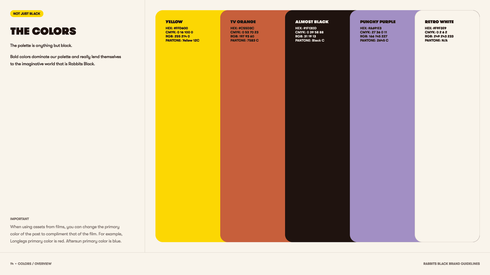 Rabbits Black brand color palette.
