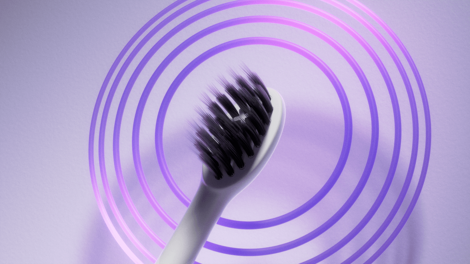 A Burst Pro brush head floats in front of concentric purple rings.