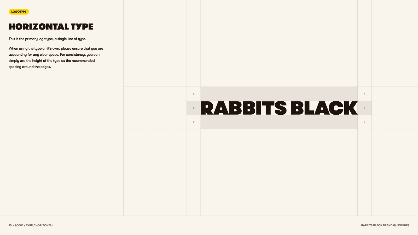Rabbits Black horizontal wordmark and spacing guide.