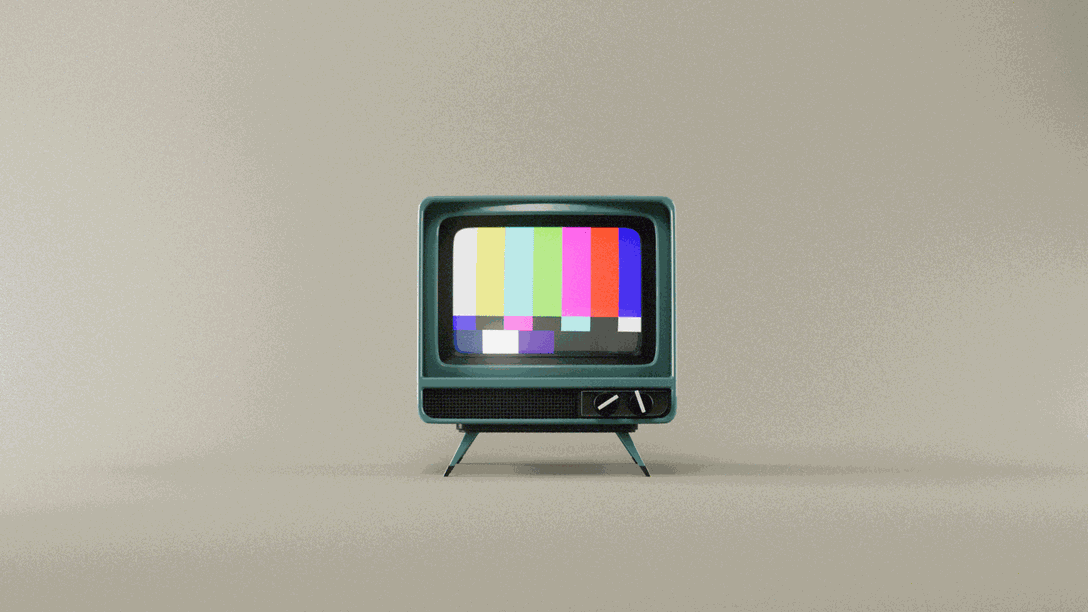 A retro television displaying color bars.